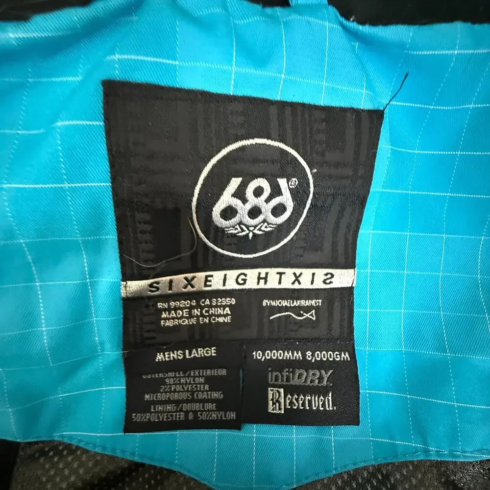 686 Six Eight Six InfiDRY Reserved Ski Snowboard Jacket Mens Large Blue 10K